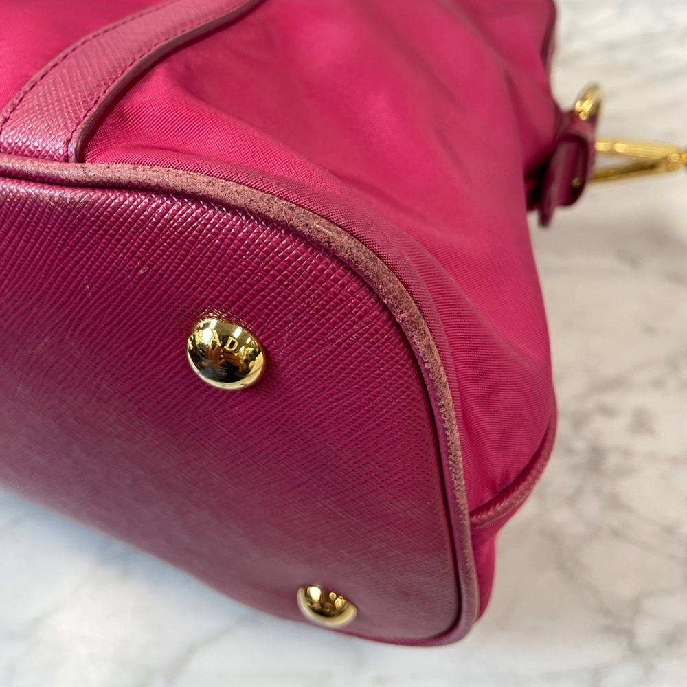Prada Fuchsia/Pink Nylon Satchel with Gold Hardware - Picture 5 of 12